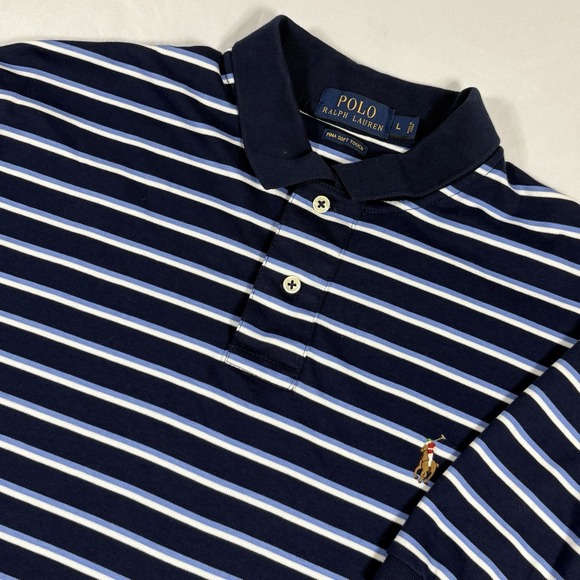 Polo Ralph Lauren Other - Polo Ralph Lauren Men Shirt Large Pima Soft Touch Preppy Horse Logo Striped Blue
